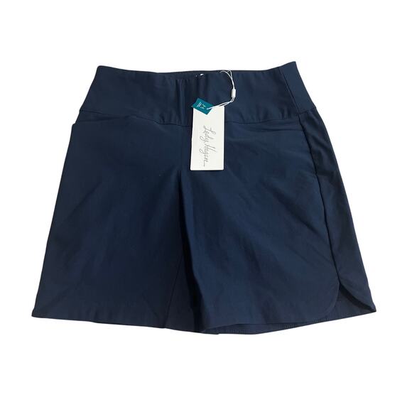 NWT Women's Lady Hagen 7" Inseam Pull On Tummy Control Navy Blue Shorts Size S - Picture 2 of 10